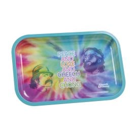 Cheech & Chong Small Rolling Tray, Peace & Love / Rainbow