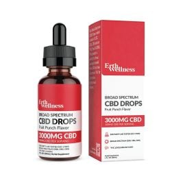 Erth Wellness Broad Spectrum CBD Drops, Fruit Punch, 3000 mg