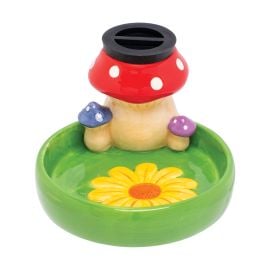 Fujima Stashtray, Mushroom & Flowers, 5.5 in