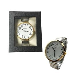 Geneva Women's Box Watch, Gold/Silver Stretch Metal Band