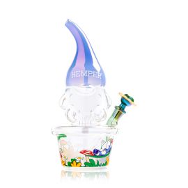 Hemper Gnome Water Pipe XL, Iridescent Blue/Clear, 11in