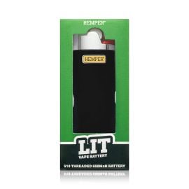 Hemper LIT Lighter Shape 510 Thread Vape Battery, Black, 6 in x 4.3 in x 7.2 in