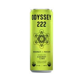 ODYSSEY 222 Sparkling Energy Mushroom Elixir, Cherry Lime, 222MG Caffine 2750MG Mushrooms