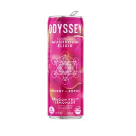 ODYSSEY Core Sparkling Energy Mushroom Elixir, Dragon Fruit Lemonade, 85MG Caffine 2750MG Mushrooms