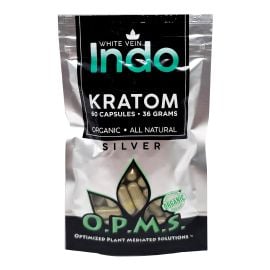 OPMS Silver Kratom Capsules, White Vein Indo, 60PK