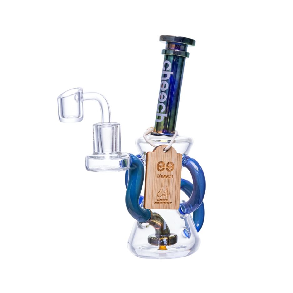 Cheech Gold Fumed Recycler Rig With Banger, Blue, 7IN